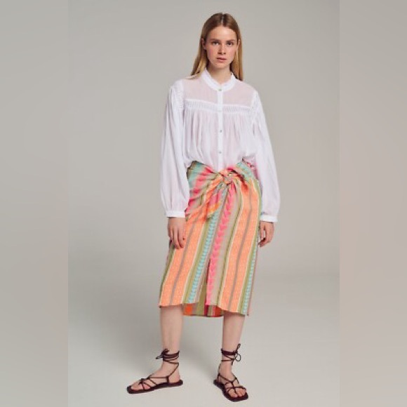Devotion Twins x Anthropologie Women’s Astir Tie Waist Midi Multi Color Skirt M - Picture 1 of 7